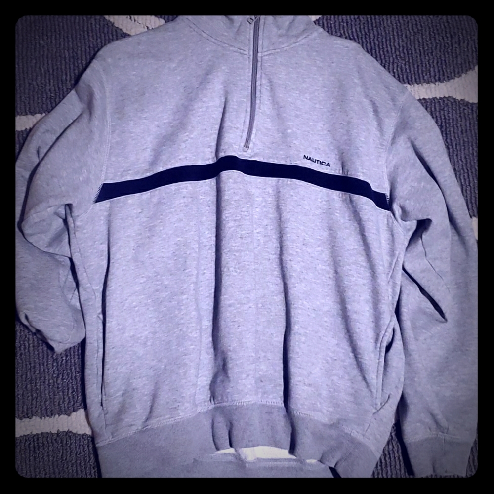 Nautical half zip-up sweatshirt turtle neck style